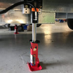 caravan flip foot levelling system extended