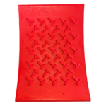 Redfoot Levelling - A Redfoot Levelling Super Chock, a red piece of plastic with a design on it that can be used as outrigger pads for boom trucks.