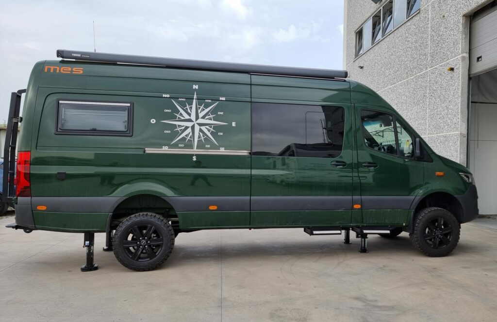 Mercedes Benz sprinter van levelled by a Redfoot system